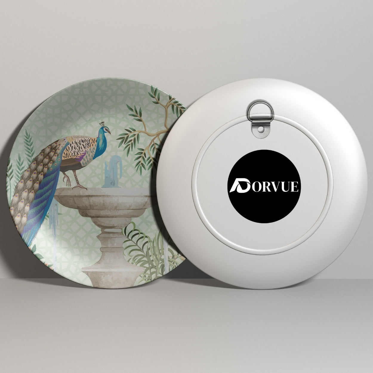 Royal Fountain Peacock Cascade Decorative Wall Plate Ceramic For Home Décor