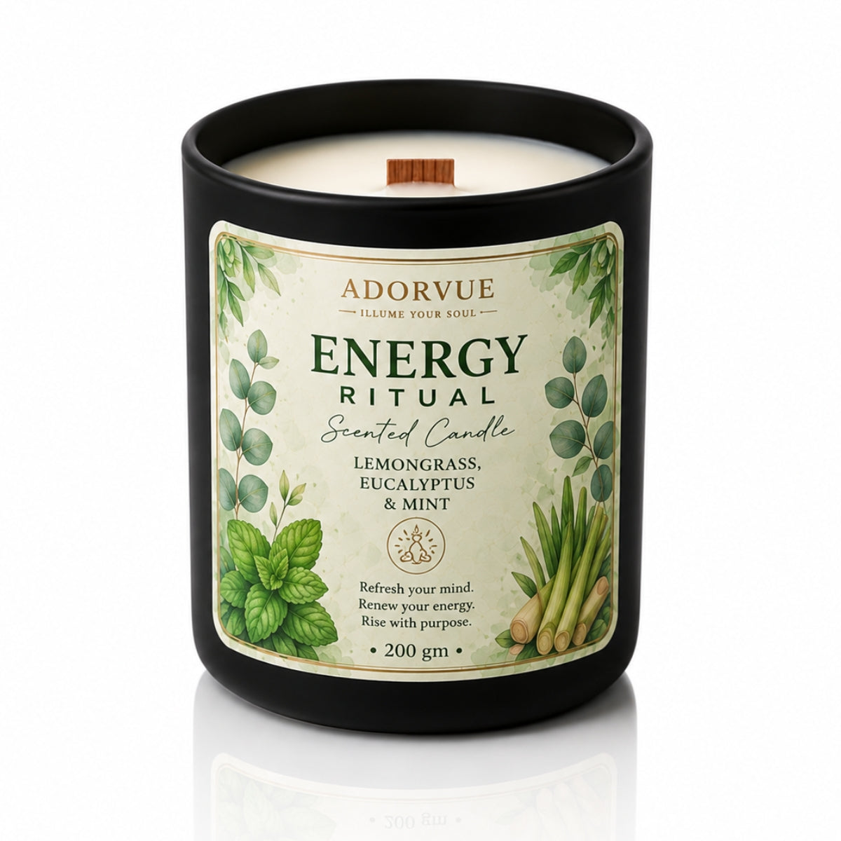 Energy Ritual Scented Candle for Home Fragrance | Lemongrass, Eucalyptus & Mint Soy Wax Candle