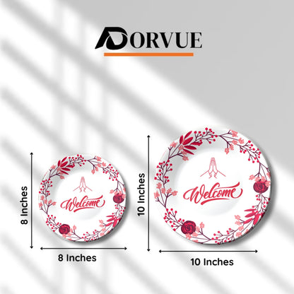 Welcome  With Flowers Ceramic Wall Plate Home Décor