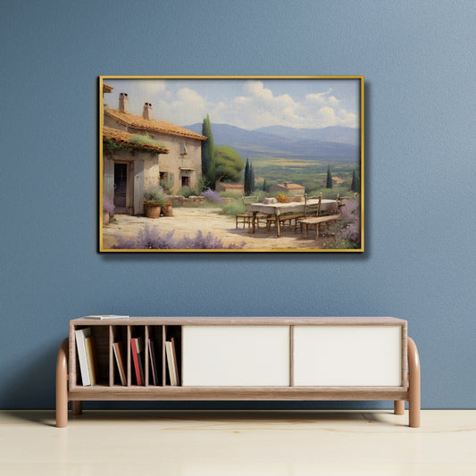 Tuscan Serenity Italian Countryside Canvas Painting Framed Wall Art