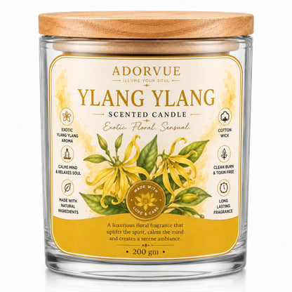 Ylang Ylang Scented Candle for Home Décor & Gifting | Natural Soy Wax Aromatherapy Candle