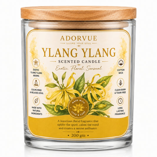 Ylang Ylang Scented Candle for Home Décor & Gifting | Natural Soy Wax Aromatherapy Candle