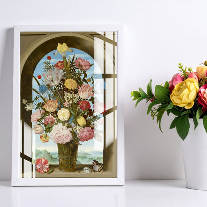 Vintage Bloom Vase Metal Print With or Without Frame Wall Art