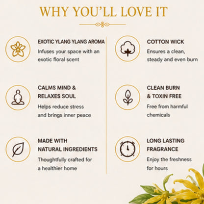 Ylang Ylang Scented Candle for Home Décor & Gifting | Natural Soy Wax Aromatherapy Candle