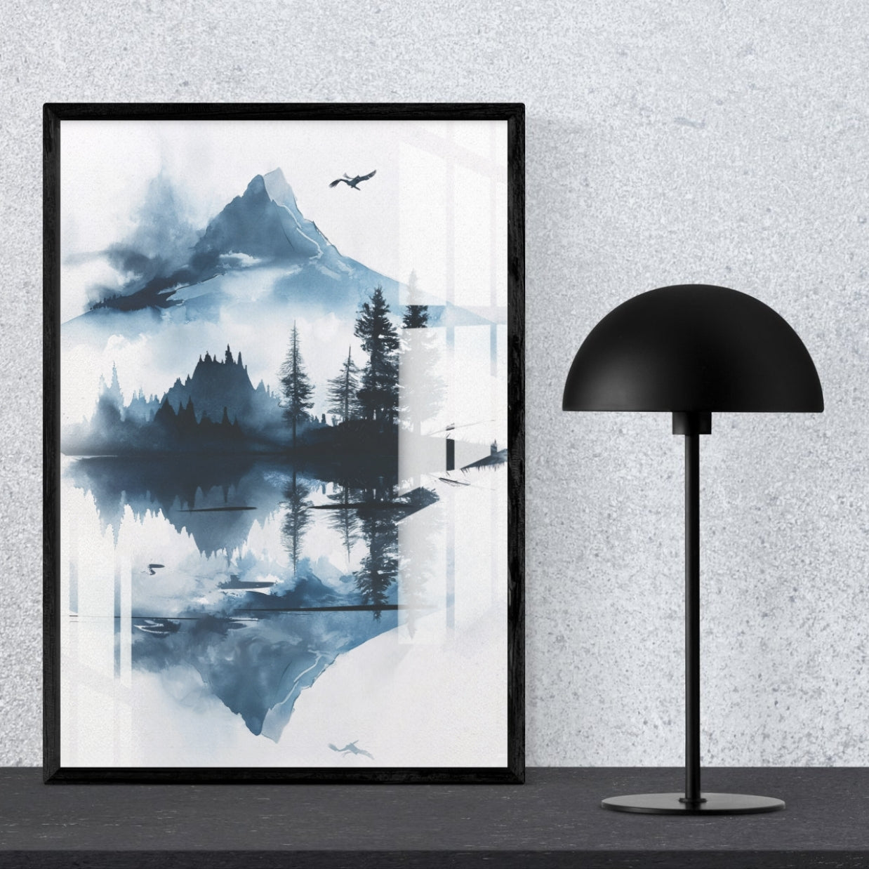 Still Waters, Silent Peaks Metal Print With or Without Frame Wall Art