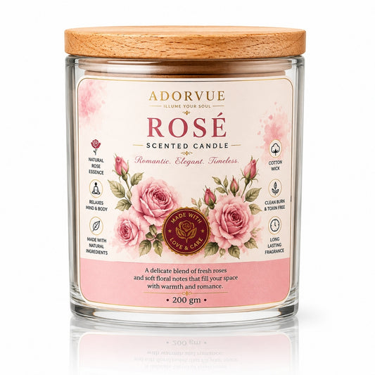 Rose Scented Candle for Home Decor & Gifting | Natural Soy Wax Aromatherapy Candle