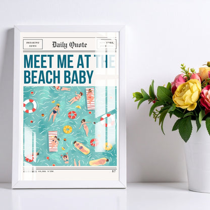 Meet Me at the Beach Metal Print With or Without Frame Wall Art