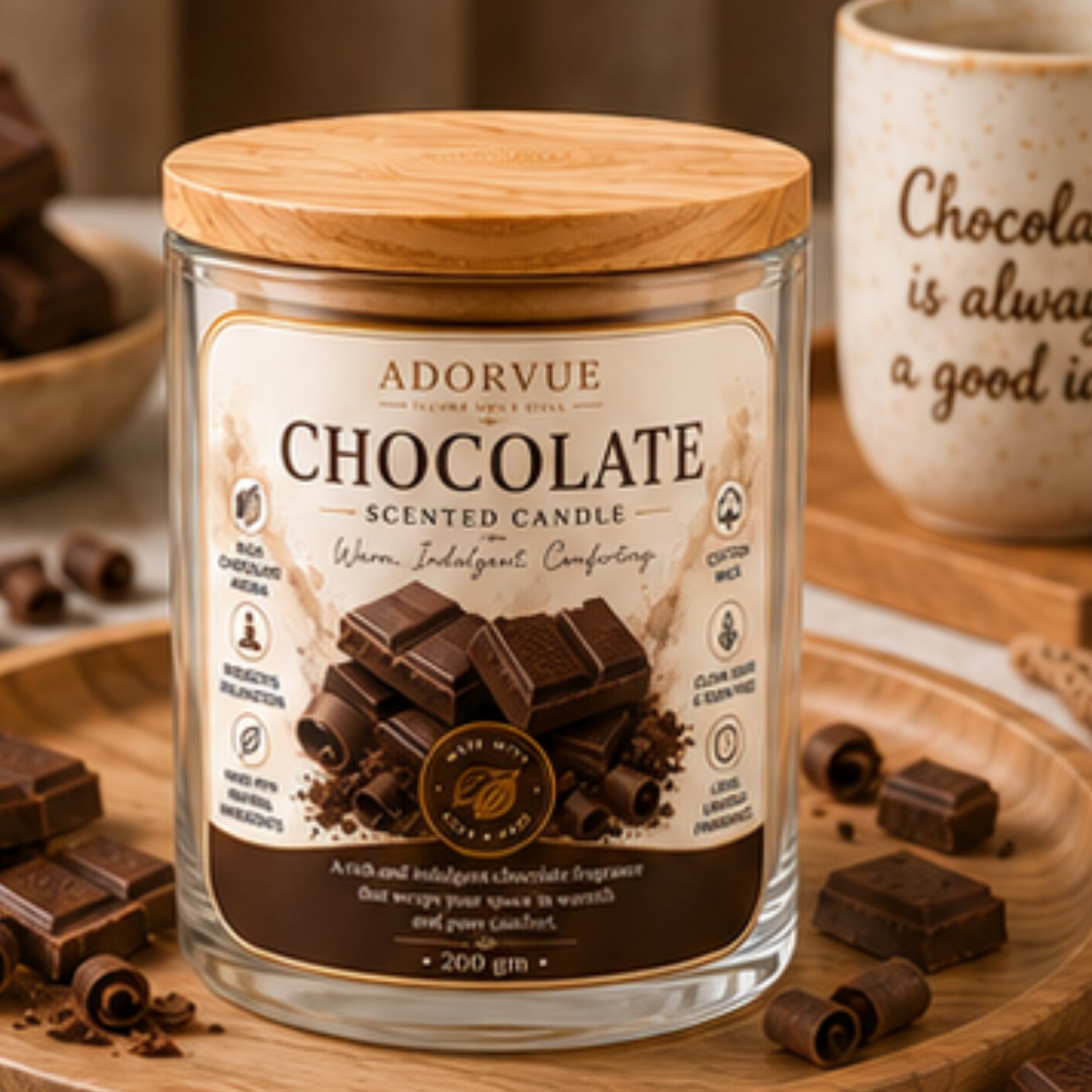 Chocolate Scented Candle for Home Décor & Gifting | Natural Soy Wax Aromatherapy Candle