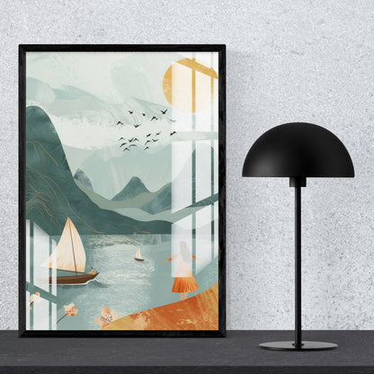 Sailing Serenity Shores Metal Print With or Without Frame Wall Art