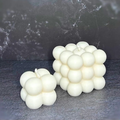 Set of 2 100% Soy Wax Handcrafted Pearl Cube Decorative Candle