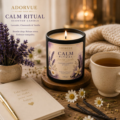 Calm Ritual Scented Candle for Home Fragrance | Lavender, Chamomile & Vanilla Aroma Candle