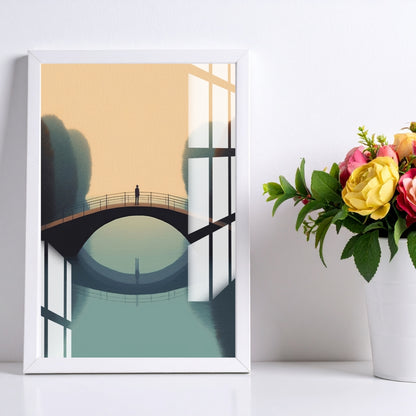 Silent Bridge of Solitude Metal Print With or Without Frame Wall Art