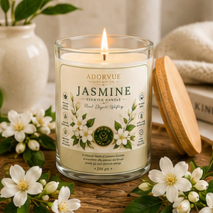 Jasmine Scented Candle for Home Decor & Bedroom | 100% Soy Wax Candle with Natural Jasmine Oil