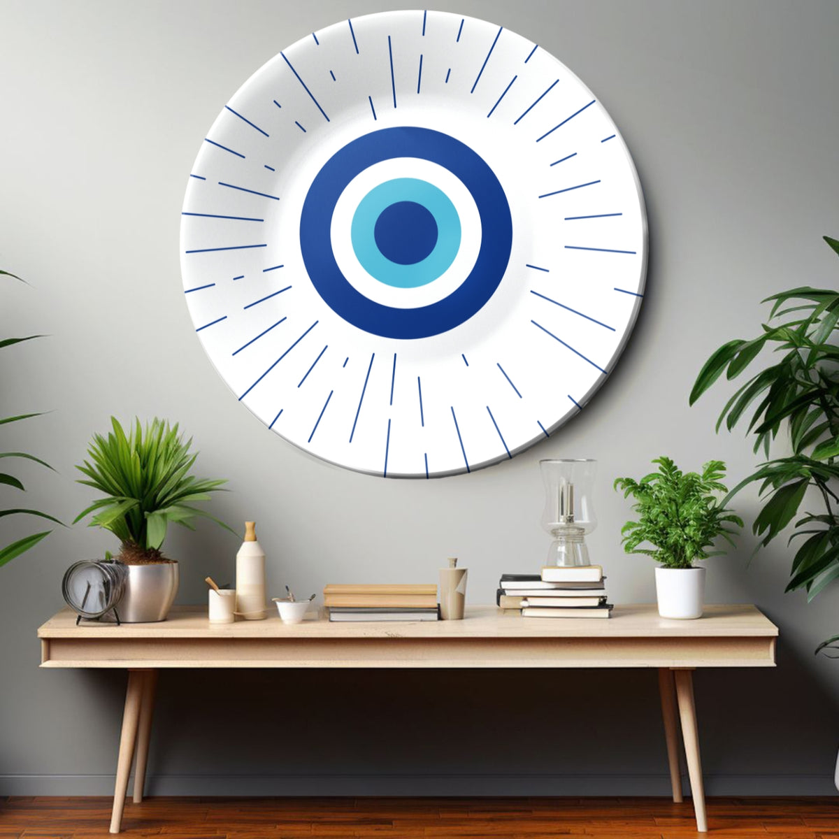 Hamsa Evil Eye Art Ceramic Wall Plate Home Décor