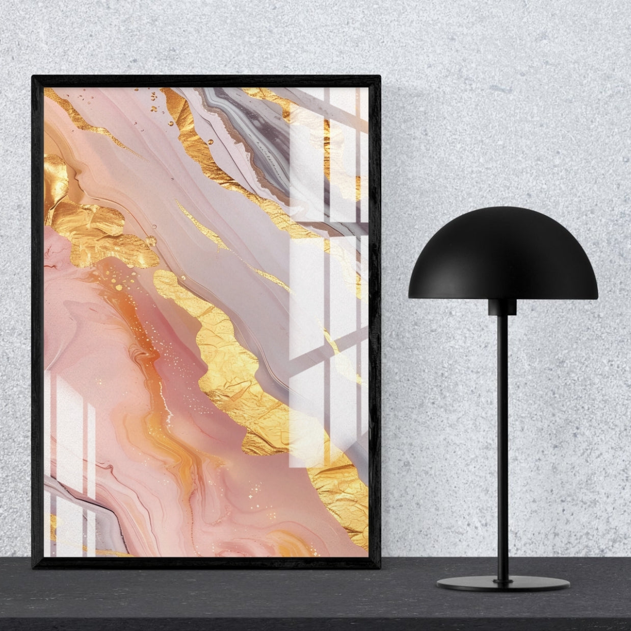 Blush Gold Marble Flow Metal Print With or Without Frame Wall Art