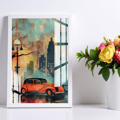 Retro City Ride Metal Print With or Without Frame Wall Art