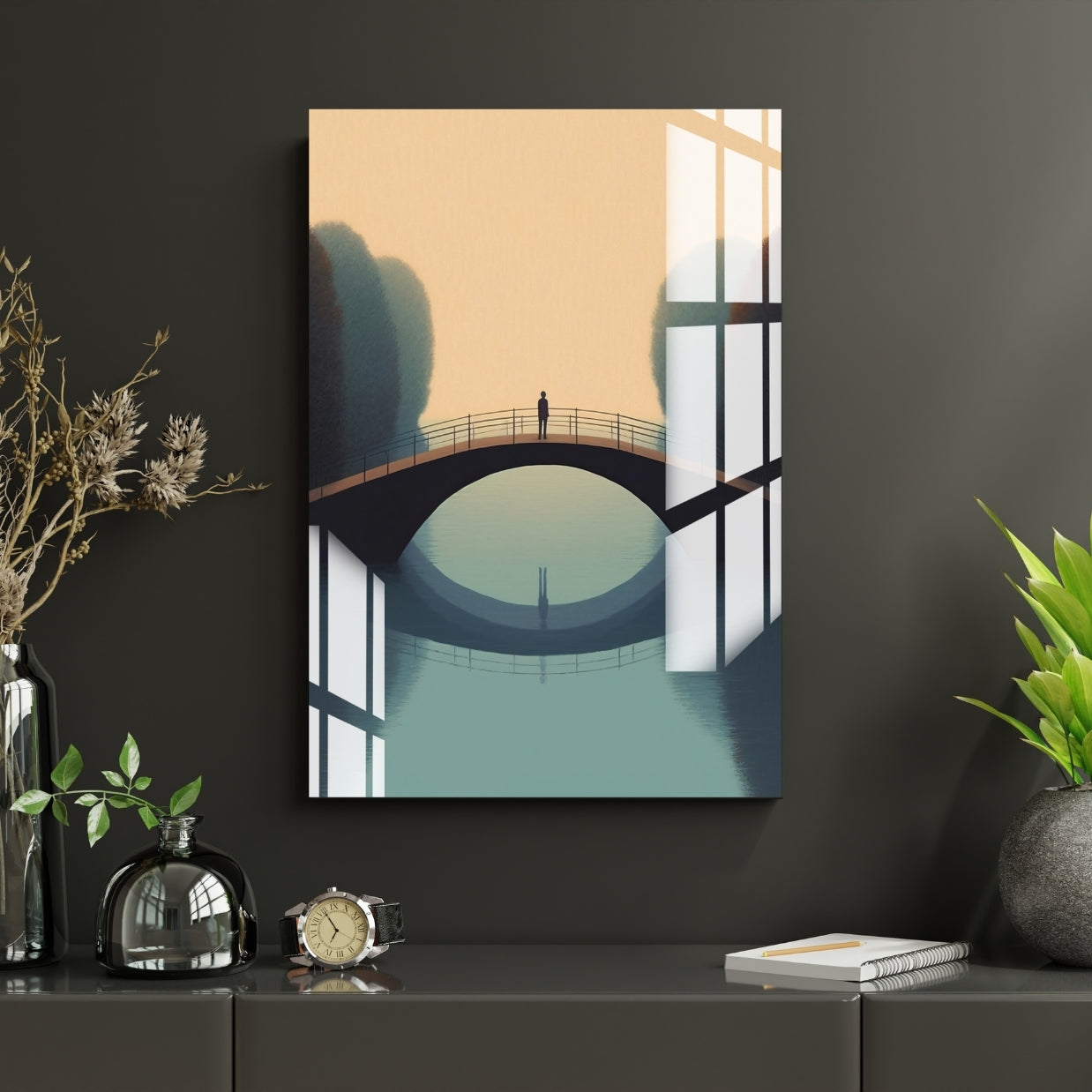 Silent Bridge of Solitude Metal Print With or Without Frame Wall Art