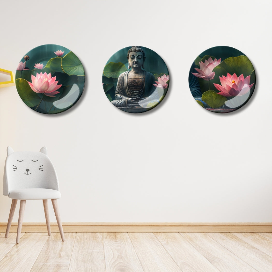 Set of 3 Buddha’s Peace and Lotus Wall Plates