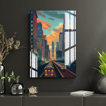 City Tracks at Dusk Metal Print With or Without Frame Wall Art