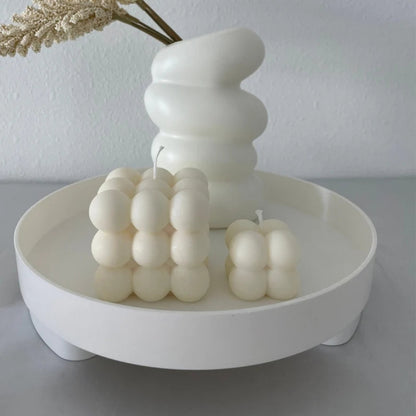 Set of 2 100% Soy Wax Handcrafted Pearl Cube Decorative Candle