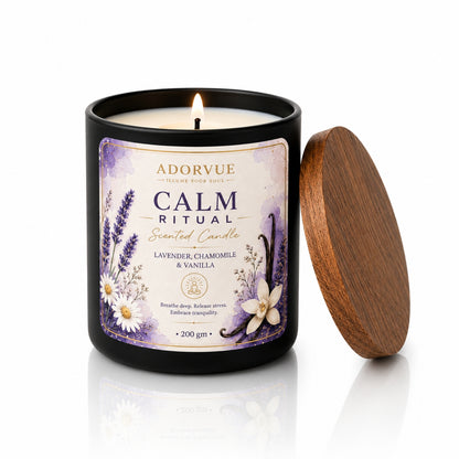 Calm Ritual Scented Candle for Home Fragrance | Lavender, Chamomile & Vanilla Aroma Candle