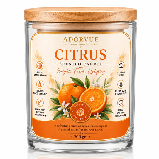 Citrus Scented Candle for Home Décor & Gifting | Natural Soy Wax Aromatherapy Candle