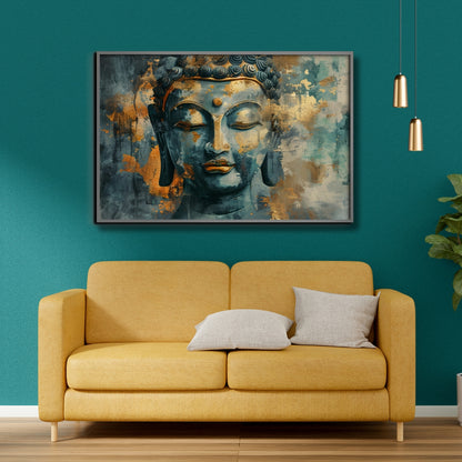 Breath Taking Buddha Abstract Canvas Painting Framed Wall Art