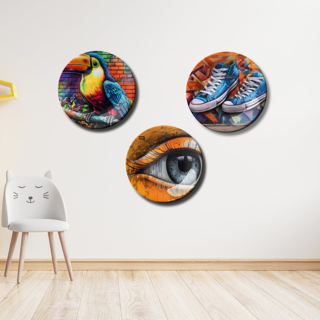 Set of 3 Street Art Stories Bold & Artistic Wall Plates