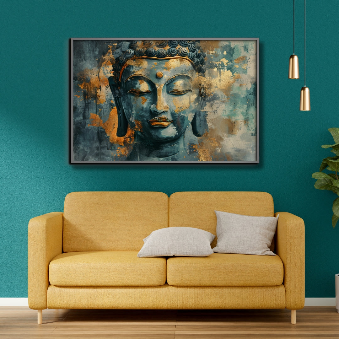 Breath Taking Buddha Abstract Canvas Painting Framed Wall Art