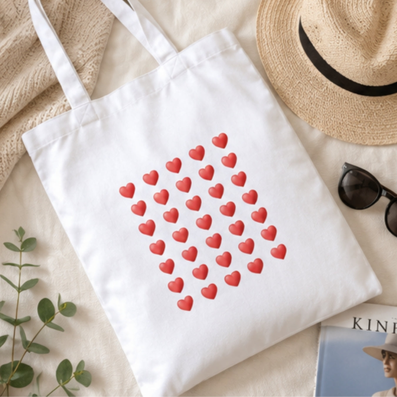 Hearts Premium Reusable Unique Art Printed Tote Bag Stylish Eco-Friendly Cotton Handbags, Canvas Bags for College, Shopping, Office, Travel, Grocery Runs, Beach Day and Casual Outings