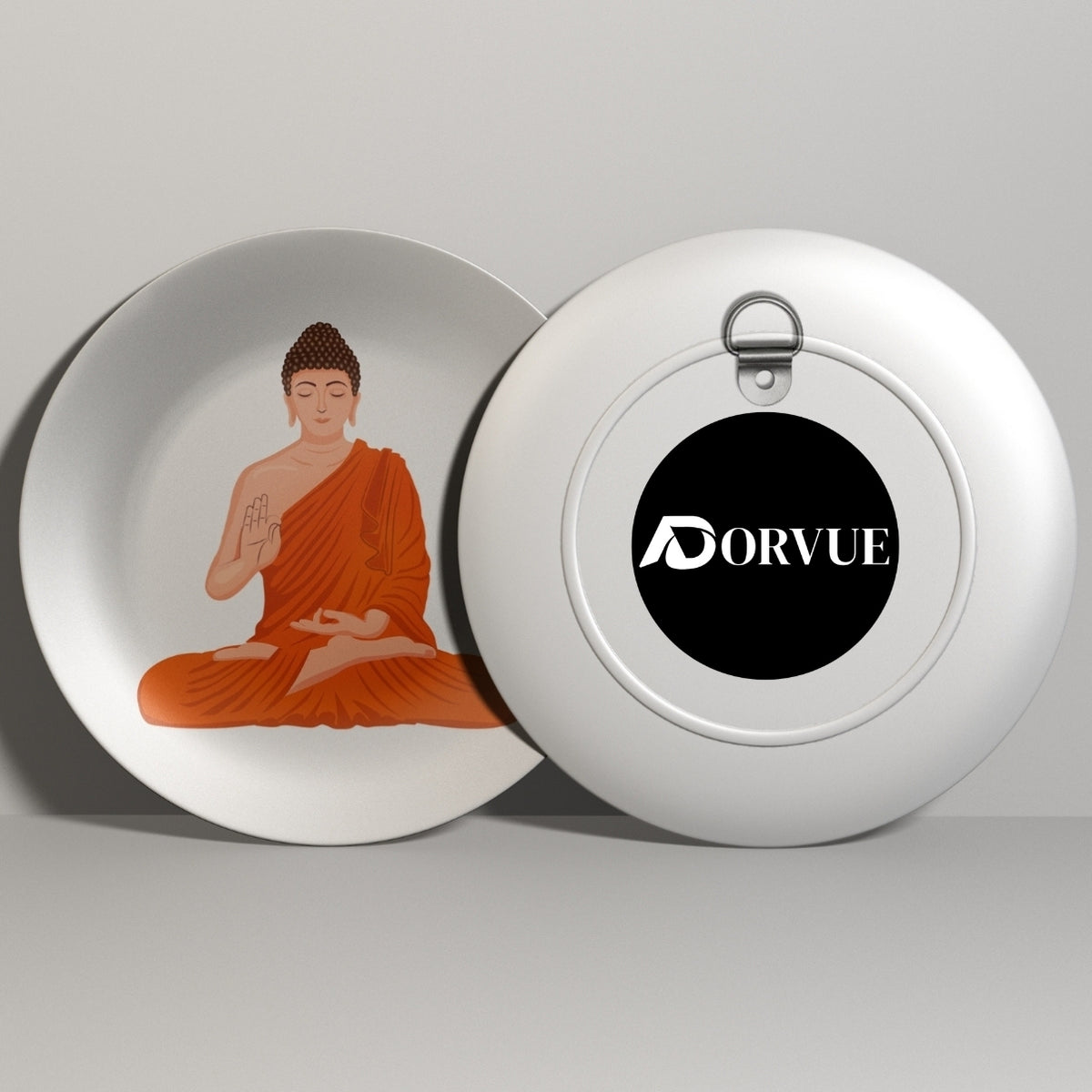 Orange and White Buddha Decorative Wall Plate