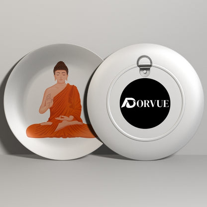 Orange and White Buddha Decorative Wall Plate