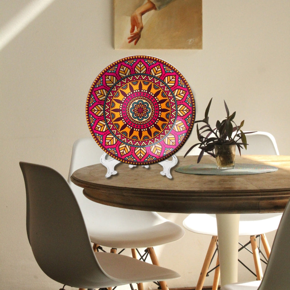 Boho Glow Mandala Decorative Ceramic Wall Plate