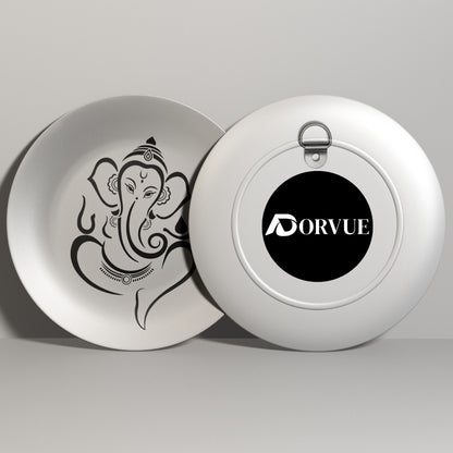 Ganesha Black and White Minimalist Decorative Wall Plate