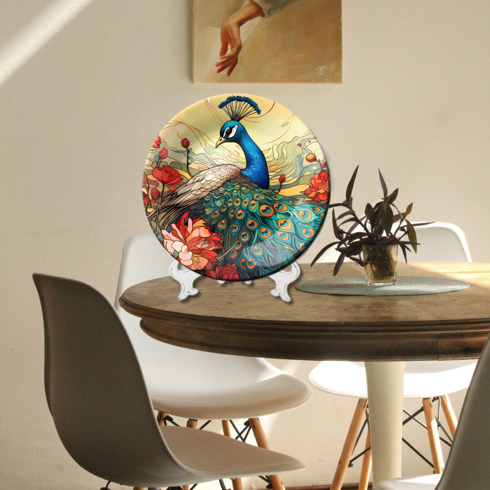 Regal Peacock Decorative Ceramic Wall Plate
