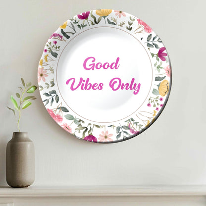 Good Vibes Only Positive Quote Ceramic Wall Plate Home Décor