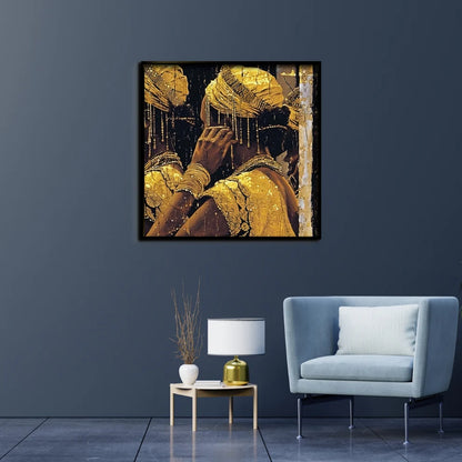 Golden Reflection Canvas Painting Framed Wall Art