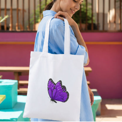 Butterfly Premium Reusable Tote Bag Stylish Eco-Friendly Cotton Handbags, Canvas Bags for College, Shopping, Office, Travel, Grocery Runs, Beach Day and Casual Outing