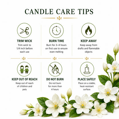 Jasmine Scented Candle for Home Decor & Bedroom | 100% Soy Wax Candle with Natural Jasmine Oil