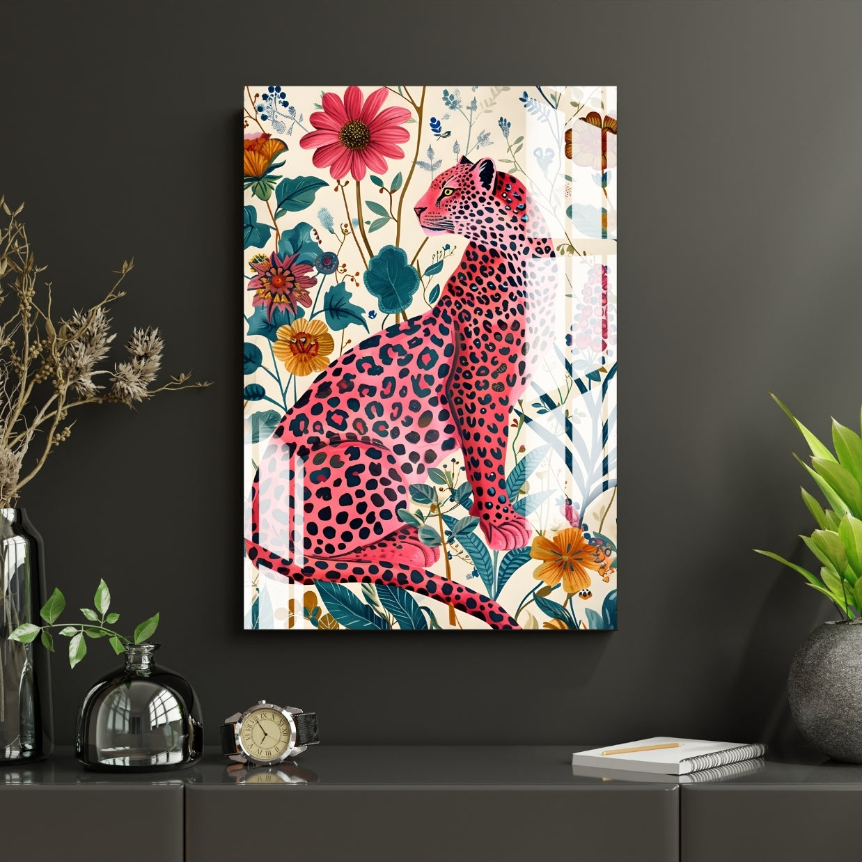 Blossom Leopard Metal Print With or Without Frame Wall Art