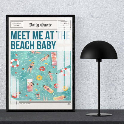 Meet Me at the Beach Metal Print With or Without Frame Wall Art