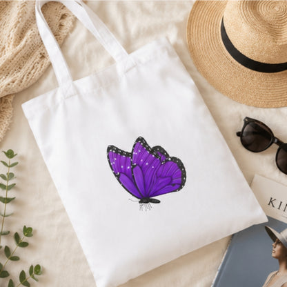 Butterfly Premium Reusable Tote Bag Stylish Eco-Friendly Cotton Handbags, Canvas Bags for College, Shopping, Office, Travel, Grocery Runs, Beach Day and Casual Outing