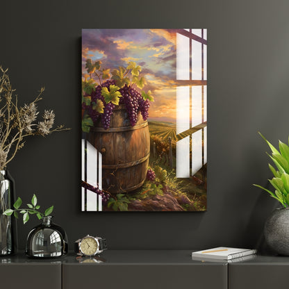 Sunset Vineyard Countryside Metal Print With or Without Frame Wall Art