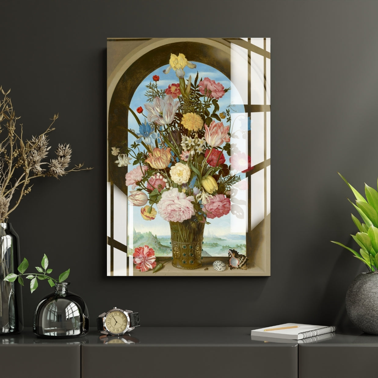 Vintage Bloom Vase Metal Print With or Without Frame Wall Art
