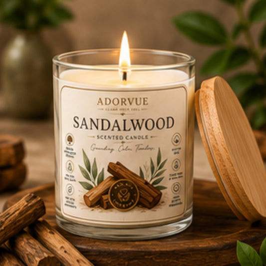 Sandalwood Scented Candle for Home Decor & Gifting | Natural Soy Wax Aromatherapy Candle