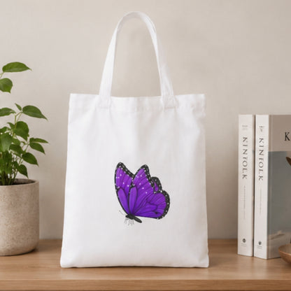 Butterfly Premium Reusable Tote Bag Stylish Eco-Friendly Cotton Handbags, Canvas Bags for College, Shopping, Office, Travel, Grocery Runs, Beach Day and Casual Outing