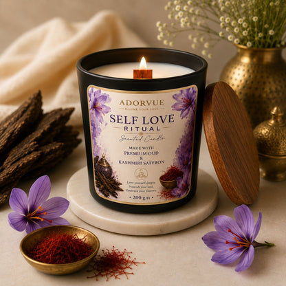Self Love Ritual Scented Candle for Home Fragrance | Premium Oud & Kashmiri Saffron Aroma Candle