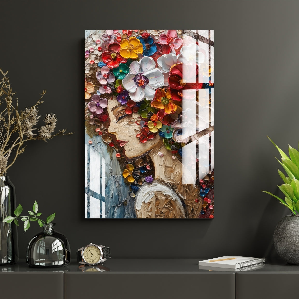 Petals & Poise Floral Muse Metal Print With or Without Frame Wall Art