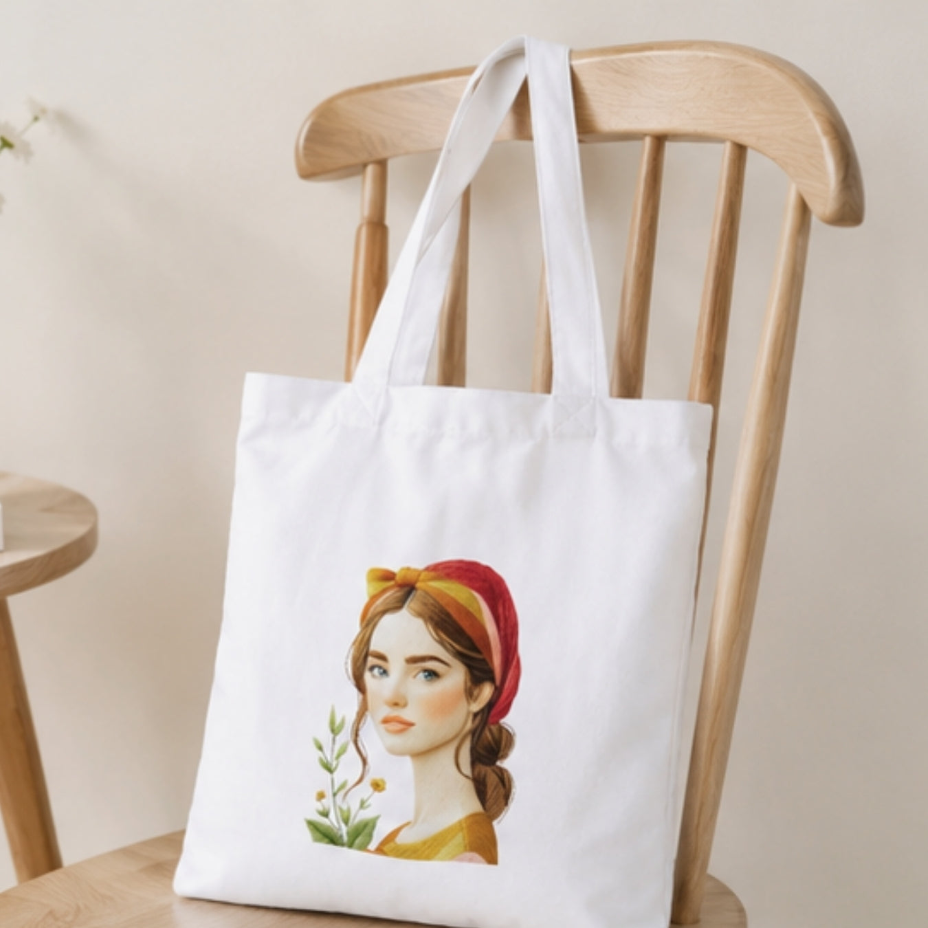 Cute Girl Premium Reusable Tote Bag Stylish Eco-Friendly Cotton Handbags, Canvas Bags for College, Shopping, Office, Travel, Grocery Runs, Beach Day and Casual Outing