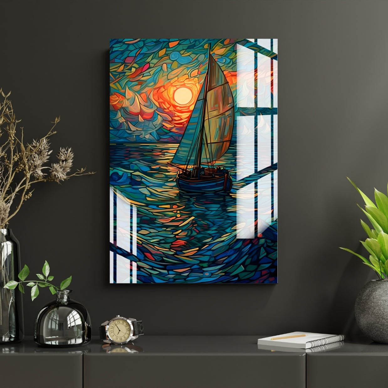 Sailing Into Sunset Metal Print With or Without Frame Wall Art